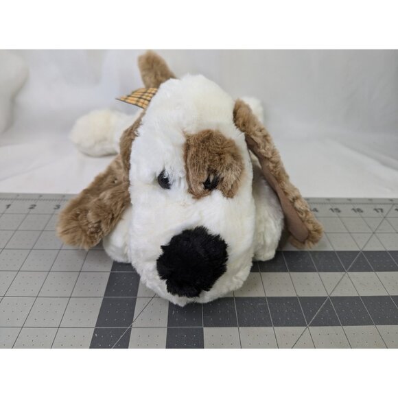 Walmart White Brown Dog Plush Laying 15 Inch Stuffed Animal Toy - Picture 2 of 9